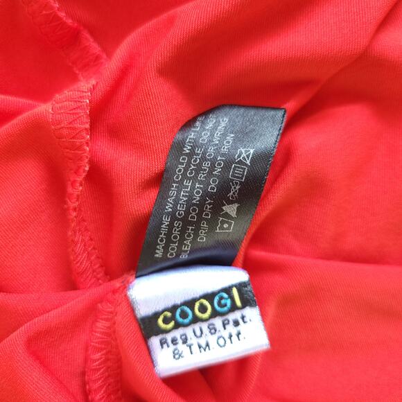 Coogi Maxi Dress Red Slinky Halter Neck Logo Spellout Gold Women - Picture 14 of 16